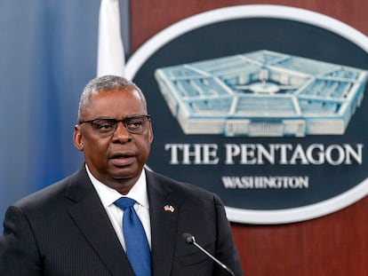 El secretario de Defensa de Estados Unidos, Lloyd Austin, durante una rueda de prensa del mes pasado en el Pentágono.