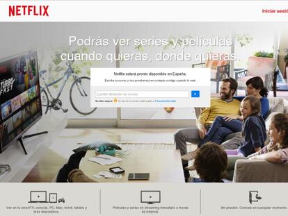 Página web de Netflix en España, ya preparada para su próximo lanzamiento.