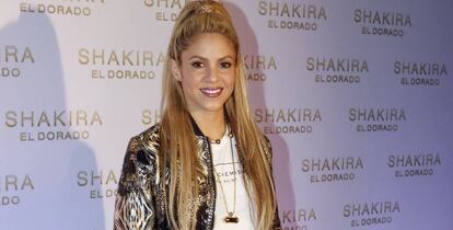 Shakira durante la presentación de su disco 'El Dorado' en Barcelona.