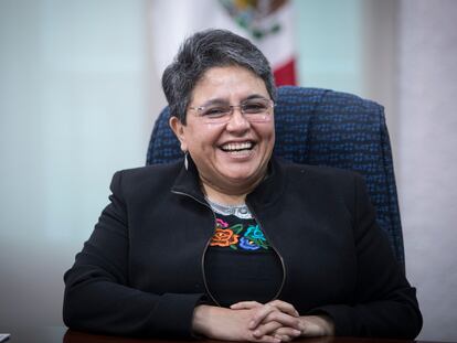 Raquel Buenrostro, jefa del Servicio de Administración Tributaria (SAT), ofrece una entrevista para EL PAÍS, en las oficinas de la Secretaría de Hacienda y Crédito Público, de la Ciudad de México, el 30 de Septiembre de 2020.