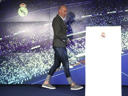 Rueda de prensa de presentación de Zidane como nuevo entrenador del Real Madrid.