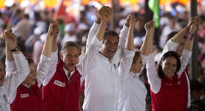 Alfredo del Mazo, candidato del PRI, durante el cierre de campaña.