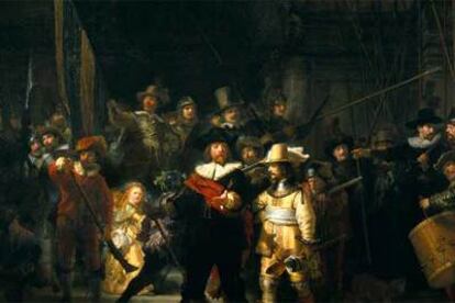 <i>La ronda de noche</i> (1642), de Rembrandt, expuesto en el Rijksmuseum de Amsterdam.