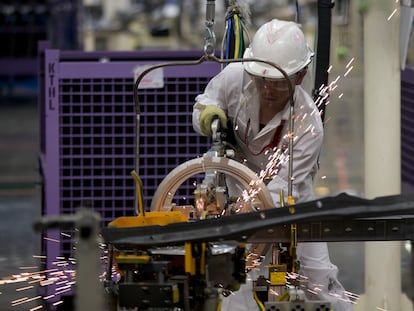 An employee at work in the new multibillion-dollar Honda car plant in Celaya, in the central Mexican state of Guanajuato, Friday, Feb. 21, 2014