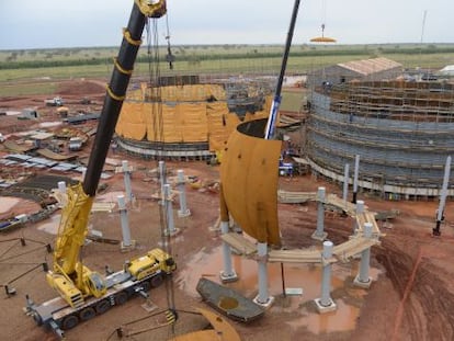 Obra de f&aacute;brica de fertilizantes da Petrobras em Tr&ecirc;s Lagoas.