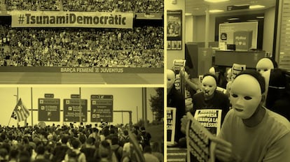 Acciones de Tsunami Democràtic difundidas en redes sociales.