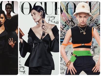 Tres de las portadas diseñadas por Kim Jones para 'Vogue Italia'.