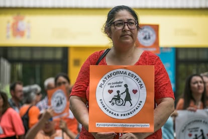 Martha Ortega, de 49 años, este miércoles en la manifestación de Madrid.