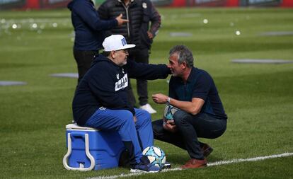 El mito en su primer entrenamiento con el equipo.