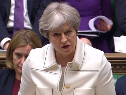 Theresa May, durante su intervención en el Parlamento.