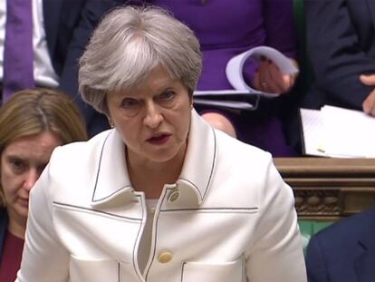 Theresa May, durante su intervención en el Parlamento.