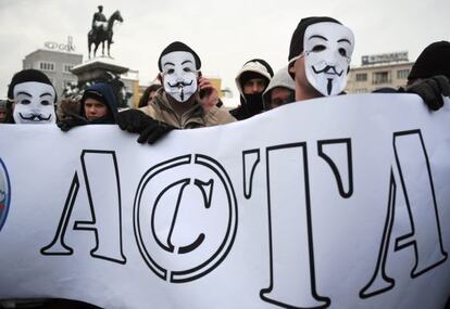 Manifestación contra ACTA el sábado en Sofía.