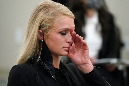 Paris Hilton, en su declaración como víctima de abusos durante su etapa de estudiante ante el Capitolio de Utah el pasado 8 de febrero.
