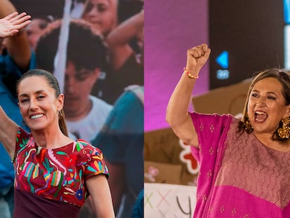 Claudia Sheinbaum y Xóchitl Gálvez en eventos de precampaña.