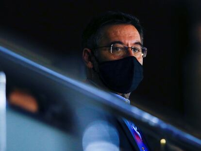 El presidente del Barça, Josep Maria Bartomeu, en el Palau Blaugrana.