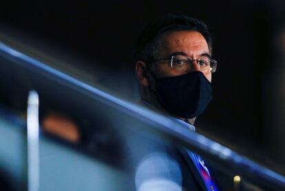 El presidente del Barça, Josep Maria Bartomeu, en el Palau Blaugrana.