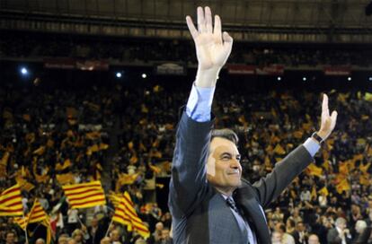 CiU leader Artur Mas at the close of the campaign last week in the Palau Sant Jordi