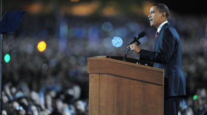 Barack Obama tras ganar las elecciones en 2008.