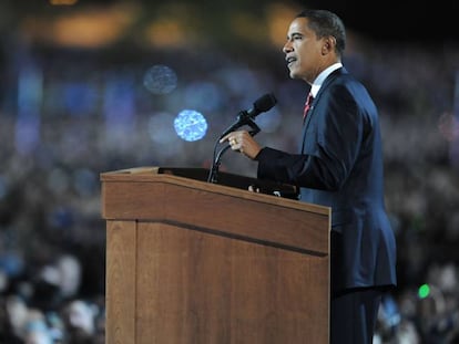 Barack Obama tras ganar las elecciones en 2008.