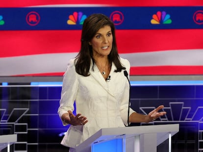 Nikki Haley, durante el tercer debate republicano.