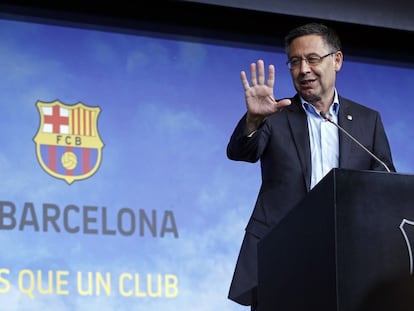 Bartomeu, durante la presentación de De Jong.