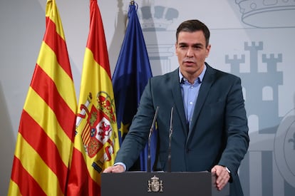 Pedro Sánchez, la declaración institucional en la que anunció la convocatoria de la conferencia de presidentes.