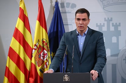 Pedro Sánchez,  la declaración institucional en la que anunció la convocatoria de la conferencia de presidentes.