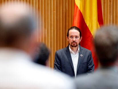  Pablo Iglesias, during the appearance of the congressional commission in madrid 28 May 2020