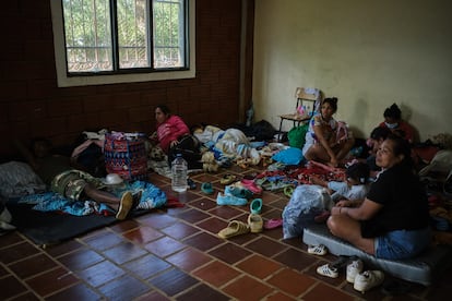 Albergue para personas damnificadas, en Antioquia, Colombia, el 25 de junio.