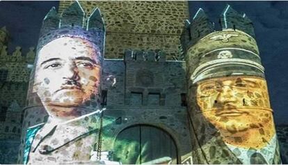 Images of Franco and Himmler projected onto the walls of Guadamur.