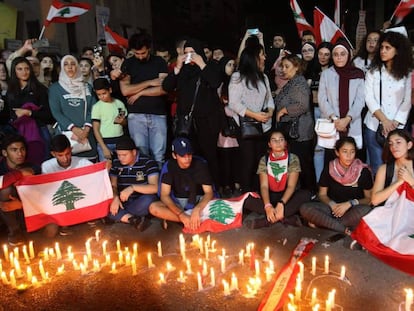 Vigilia en memoria de Alaa Abu Fajer, este miércoles en Sidón.