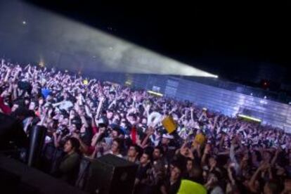 Imagen de la fiesta celebrada en el Madrid Arena en la noche de Halloween. 