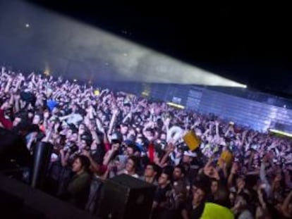 Imagen de la fiesta celebrada en el Madrid Arena en la noche de Halloween. 