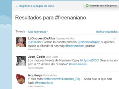 #freenaniano, la respuesta al borrado de la cuenta de Naniano Rajoy.