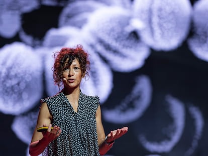 Emmanuelle Charpentier durante su intervención en el festival Starmus VI en Armenia.