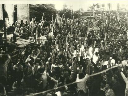 Reunión de la Central Única de Trabajadores de Brasil, en 1981.