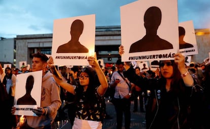 Manifestación contra el asesinato de líderes sociales, en Bogotá.