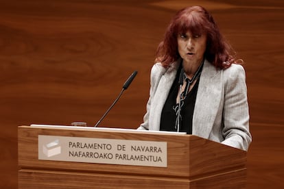 La hasta ahora portavoz de Vox en la Cámara foral de Navarra, Maite Nosti, durante un pleno.