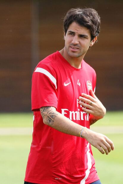 Cesc, entrenándose ayer.