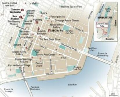 Mapa del barrio neoyorquino de Lower East Side.