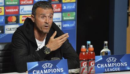 Luis Enrique, durante la rueda de prensa. 