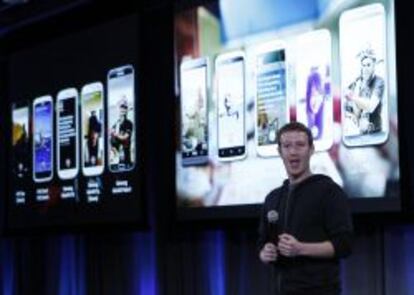 Mark Zuckerberg, fundador de Facebook, el pasado jueves durante la presentación del software Facebook Home.
