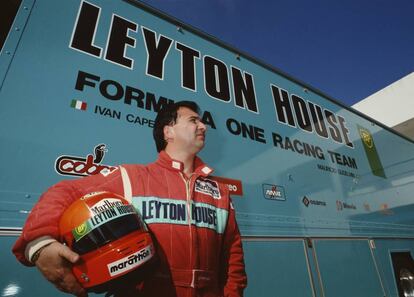 Bruno Giacomelli, durante un entrenamiento de pretemporada en 1990 en Jerez.