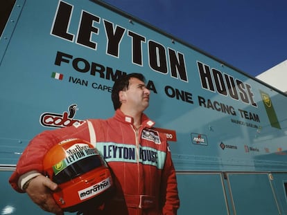 Bruno Giacomelli, durante un entrenamiento de pretemporada en 1990 en Jerez.