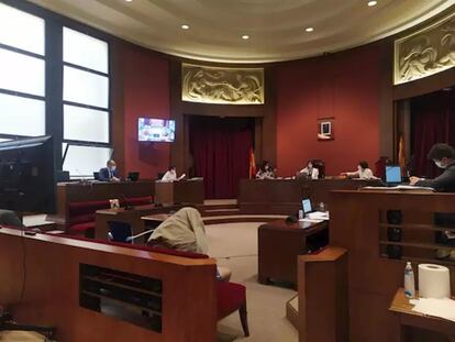 Momento del juicio por la violación de una menor en Pineda de Mar, en la Audiencia de Barcelona.