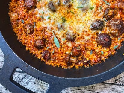 Arroz meloso de setas y raclette