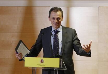 El ministro Pedro Duque, esta mañana.