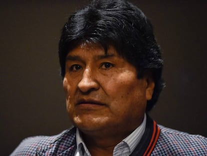 El expresidente de Bolivia Evo Morales en una rueda de prensa en Ciudad de México. 
