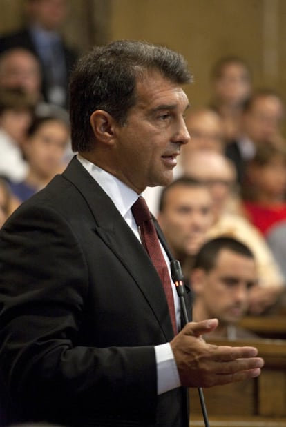 Joan Laporta, en el Parlamento catalán.