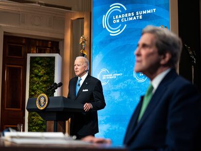 Joe Biden, presidente dos EUA, se pronuncia no último dia da cúpula do clima.